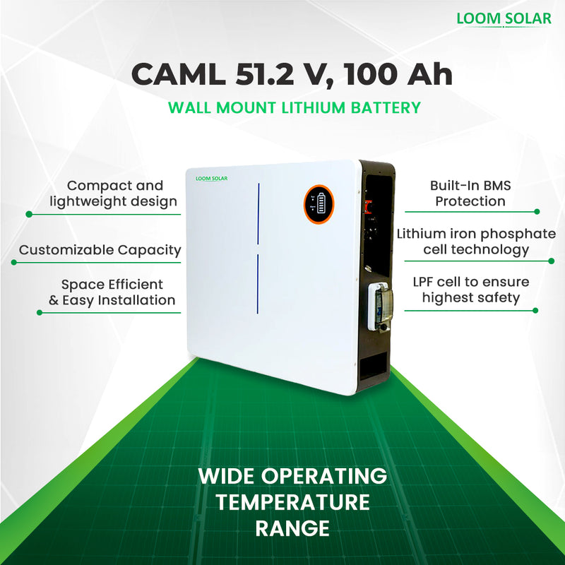 CAML 51.2 V 100 Ah, 5.12 kWh LiFePO4 Battery - Wall Mount